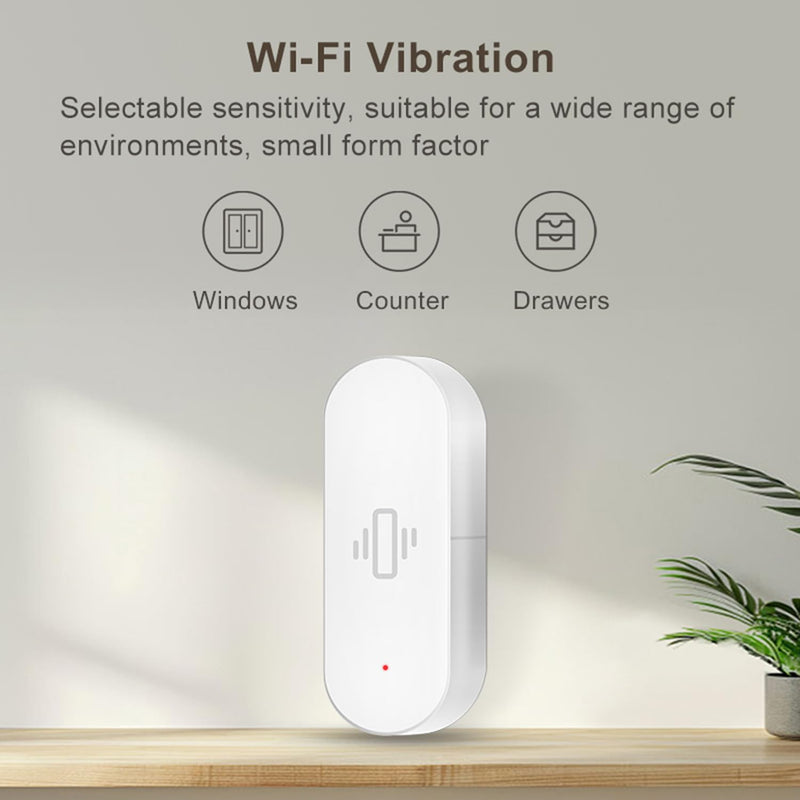 [Australia - AusPower] - WiFi Vibration Sensor: Smart Door Window Sensor with App Alerts, Wireless Glass Break Detector, Adjustable Sensitivity, Compatible with Alexa Google Home (2Pack) 2-Pack 