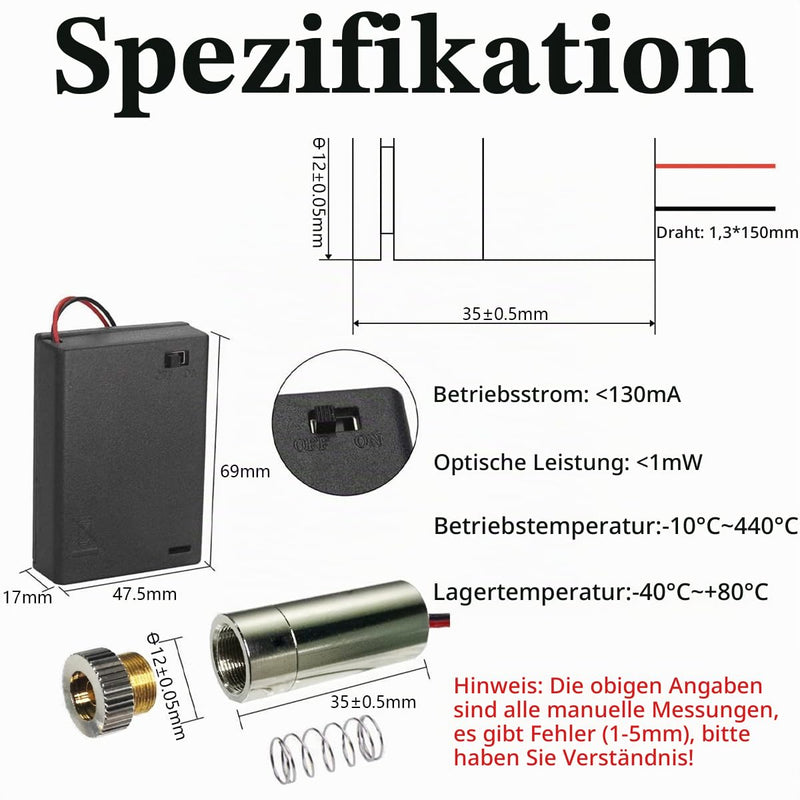 CTRICALVER 1 x 405nm 3-5V Purple Laser Cross Module Diode w/Driver Plastic Lens + 1 x AA Battery Holder