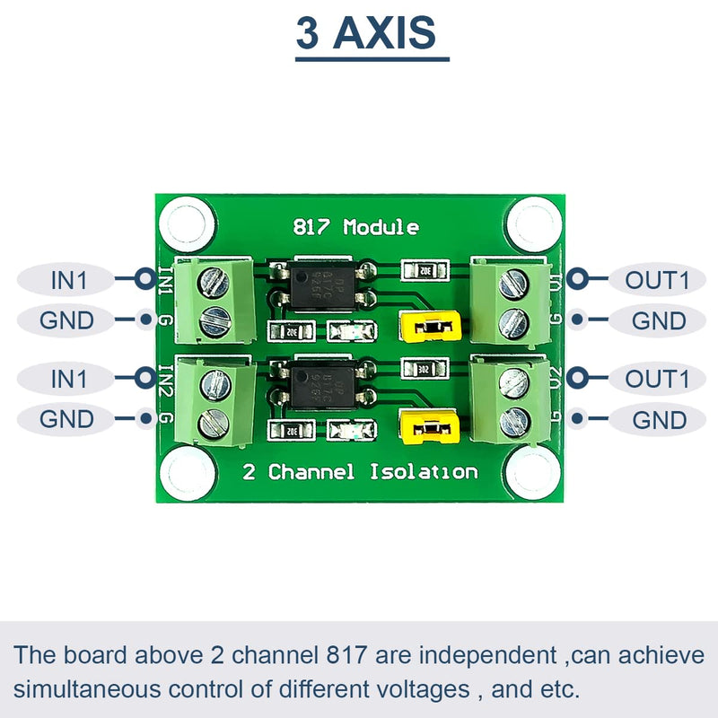 5pcs PC817 2 Channel Optocoupler Isolation Module 3.6-30V Voltage Converter Driver Photoelectric Insulated Board for Control Relay with 24AWG Wire 2 channels