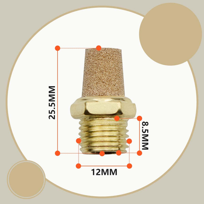 [Australia - AusPower] - Bwintech 10 Pcs SL-02 Air Silencer, 1/4 Inch Male Thread Sintered Brass Exhaust Silencer 1/4" 