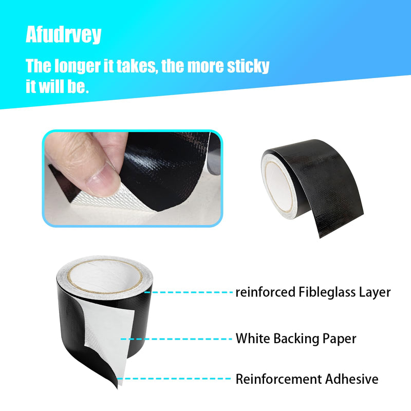 Black Heavy Duty Fabric Repair Tape,Waterproof Tent Repair Tape for Fabric, Awning, RV Roof, Underbelly, Tarp, Tent,UVproof,Multipurpose Leather Patch Repair Kit,3 Inch x 20 FT,1 Roll Upgrade 3"×20FT Black