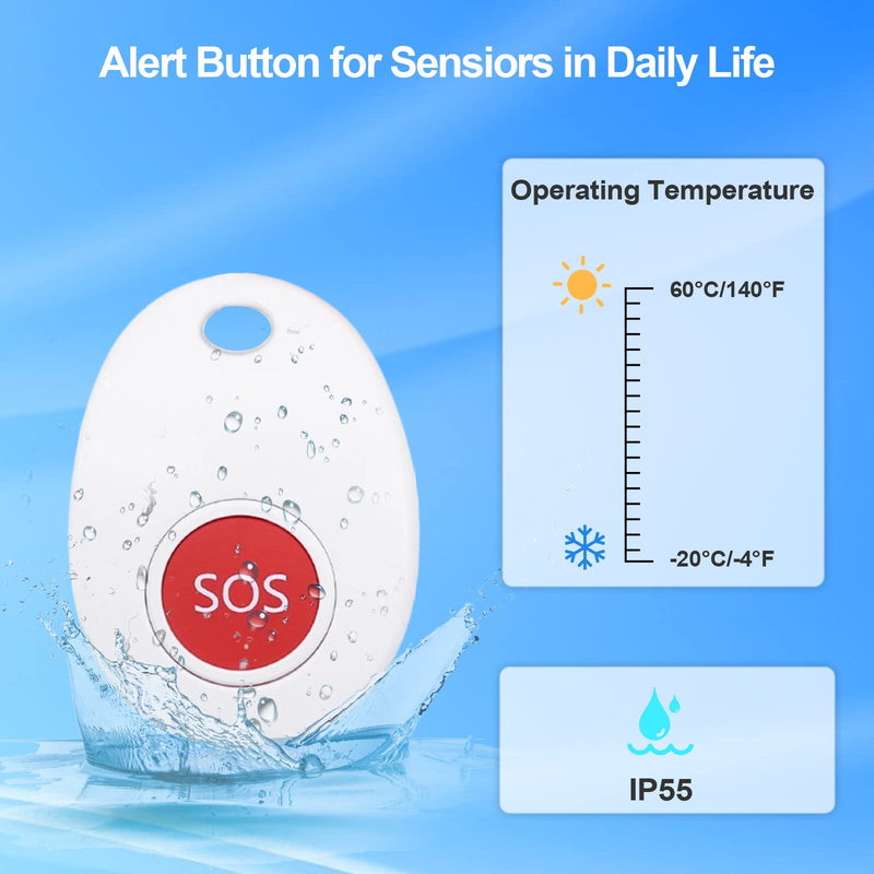 [Australia - AusPower] - CallToU Wierless Caregiver Pager Call Button Emergency Button Systems Call Bell for Elderly/Visually Impaired/Patients/Disabled Elderly Monitoring (600+ ft) CC06 1-1 US 
