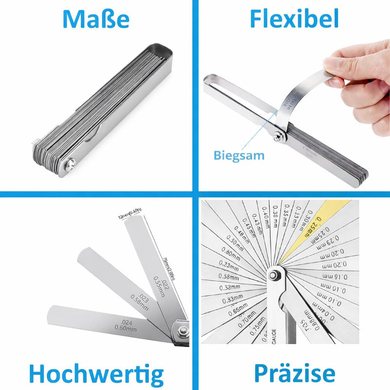 Precision Probe Gauge, 32 Sheets, Stainless Steel, Valve Clearance & Gap Measurement, Probe Blade Gauge with mm & Inch Scale, Foldable Measuring Gauge for Workshop, Car & Precision Mechanics 1