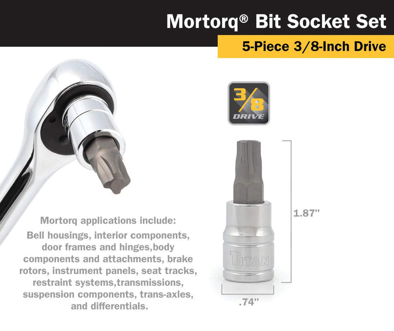 Titan 68965 5-Piece 3/8-Inch Drive Mortorq Bit Socket 5-Piece Set