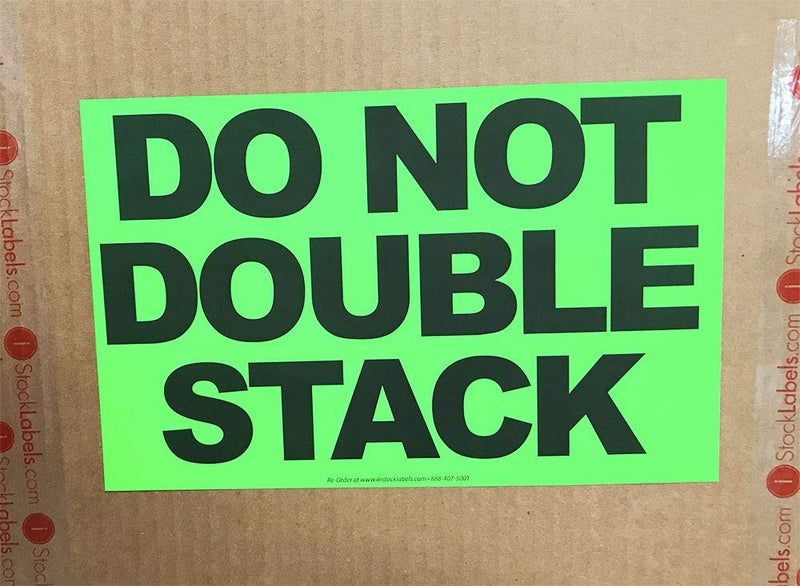 Do Not Double Stack Labels Fluorescent Green Pallet Protection 7 x 11 Inch Rectangles 250 Adhesive Stickers Fluorescent Green, Black