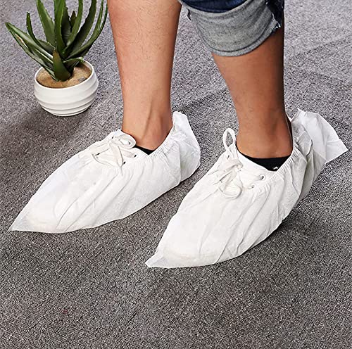 100 Pcs White Disposable Non-Woven Fabric Shoe Covers Carpet Cleaning Floor Carpet Shoe Covers