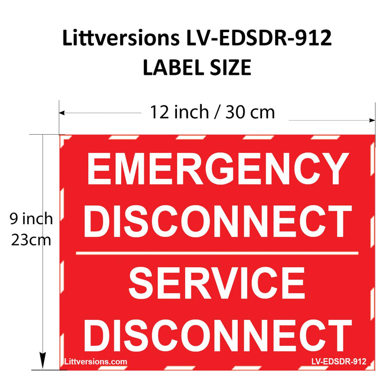2 Pack 12"x 9" NEC compliant Emergency Disconnect Service Outdoor Rated Laminated Labels Decal Sign Notice Danger Sticker Electrical Panel Waterproof (White on Red) White on Red