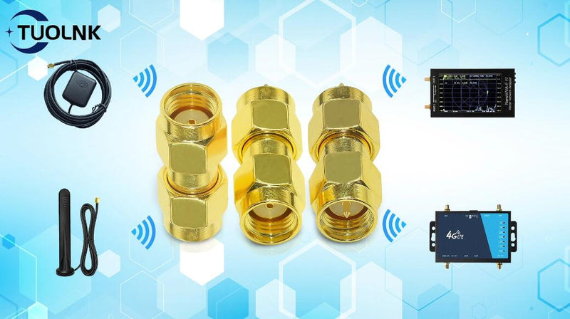 Tuolnk Set of 3 Coaxial Connectors SMA Male to RPSMA Male Coaxial RF Adapter Straight RF Coaxial Connection for Wireless Extension Cable Router Pack of 3 SMA male to RPSMA male