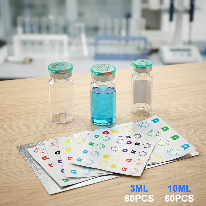 Vials Sealing Stickers 120Pcs Transparent Self Adhesive Sticker Laboratory Circle Sealing Labels for 13mm 20mm Aluminum Plastic Caps