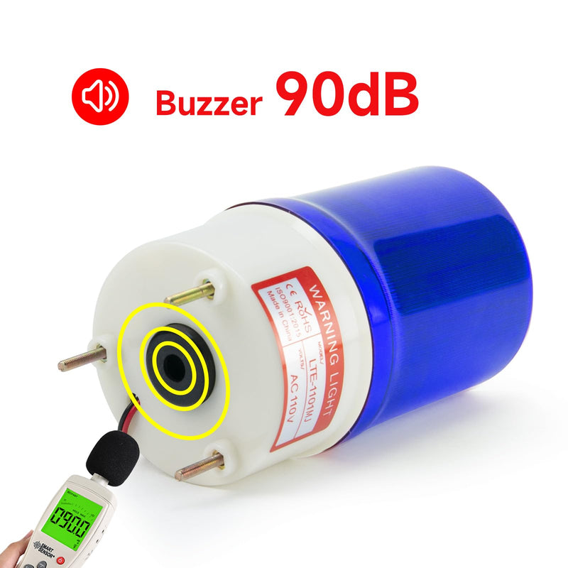 [Australia - AusPower] - Rotating Strobe Light for Trucks AC110V-120V Blue Beacon Flashing Alarm Light with 90dB Loud Buzzer Emergency Security Lights for Vehicles 