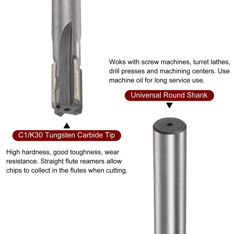 [Australia - AusPower] - sourcing map Clamping Reamer 12.1 mm H7 C1/K30 Carbide Tip Precision Straight Flutes Round Shank Lathe Machine Cutter 12.1mm 