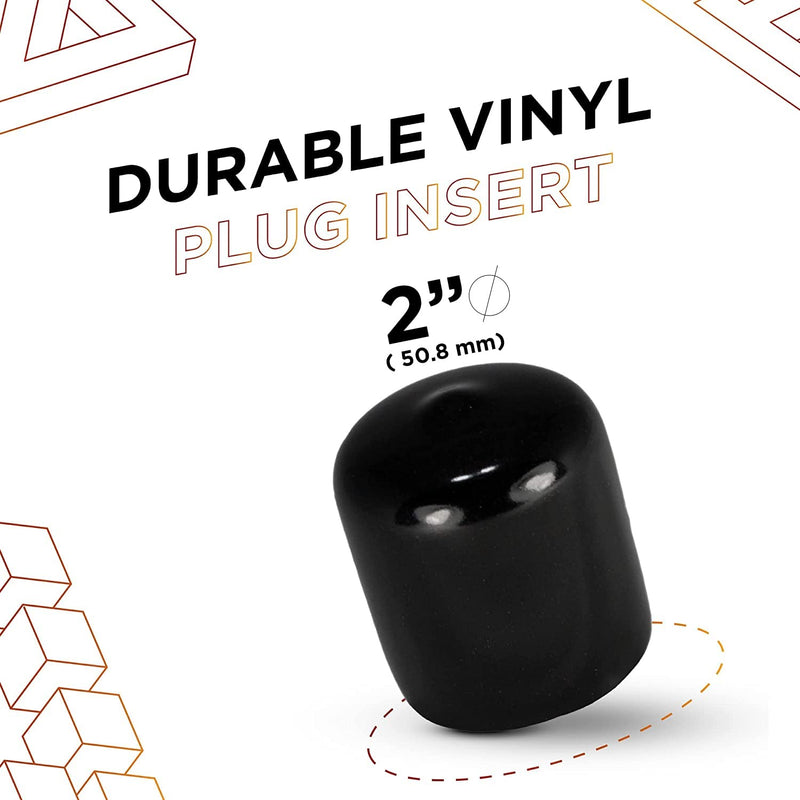 [Australia - AusPower] - Made in USA 2" Inch (50mm) Round Rubber Plugs for Holes (4 Pack), Flexible Black Rubber End Caps, Hardware Plugs, Metal Tubing Post Rubber Cover Protective End Caps for Furniture 4 2" 