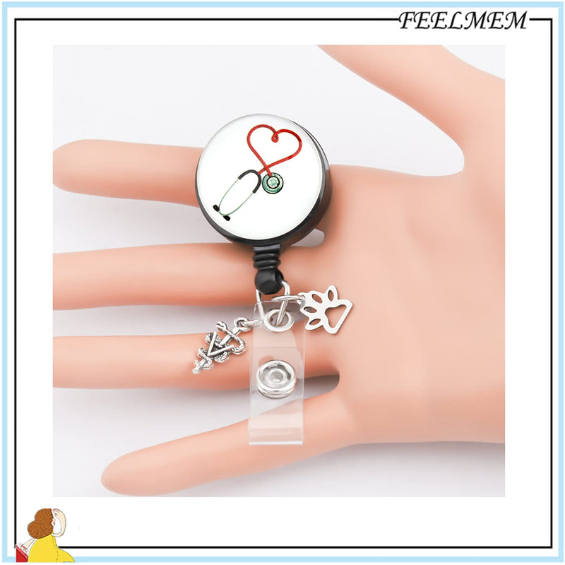[Australia - AusPower] - FEELMEM Veterinarian Gift Medical Stethoscope Retractable Badge Holder Reel Clip Veterinary Student Gift 