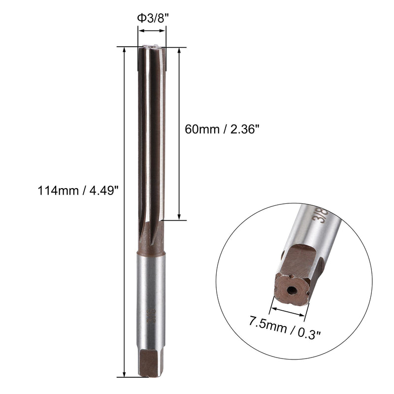 [Australia - AusPower] - uxcell 3/8" Hand Reamer H8 Accuracy Alloy Tool Steel 6 Flutes Straight Shank Milling Cutter Tool 3/8" 