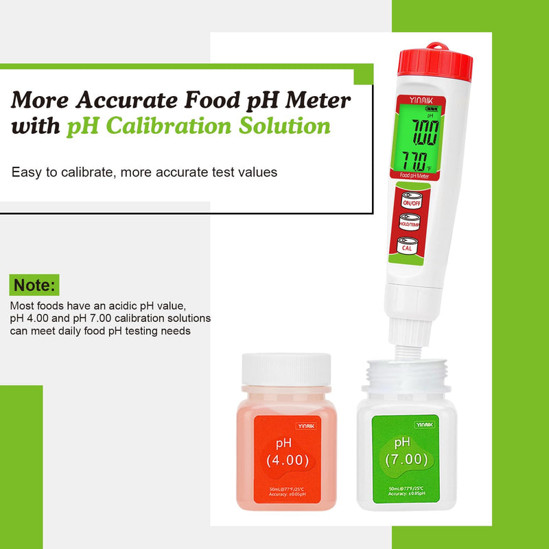 [Australia - AusPower] - YINMIK Food pH Tetser with pH Clibration Solution and pH Storage Solution 