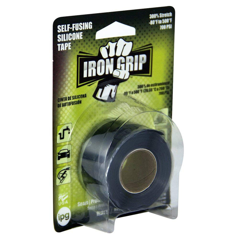 IPG Iron Grip Self-Fusing Silicone Tape, 1" x 10 ft, Black (Single Roll)