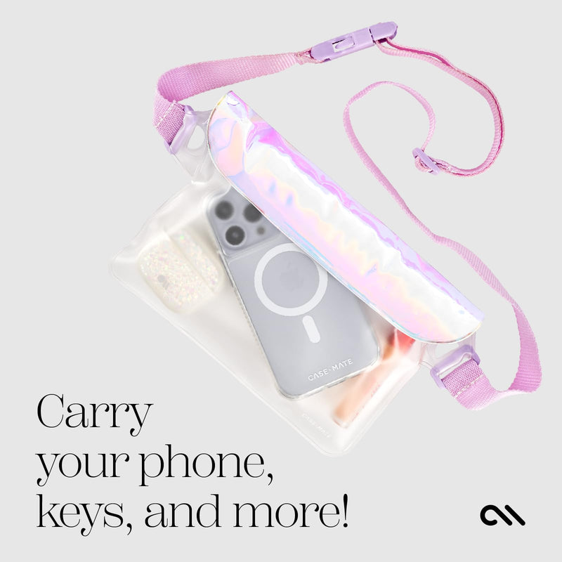 [Australia - AusPower] - Case-Mate - IP68 Waterproof Fanny Pack/Bag with Triple Seal Protection, Adjustable Strap - Waterproof Phone Pouch/Case for iPhone 15 Pro Max/ 14 Pro Max/ 13 Pro Max/ Pixel 8 - Soap Bubble Iridescent Clear 