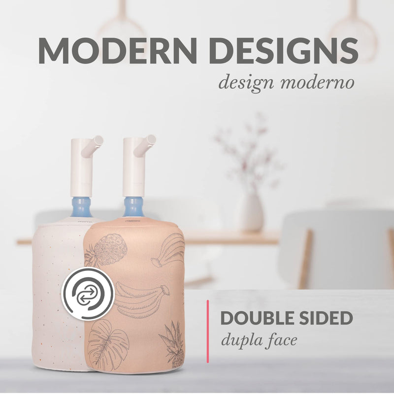 Momo Lifestyle 5 Gallon Water Jug Cover - Insulated Neoprene - Blocks UV Rays - Reversible Double Sided - Water Bottle Sleeve for 5 Gallon Water Dispenser Cover Accessory (Tropical Dream) Tropical Dream