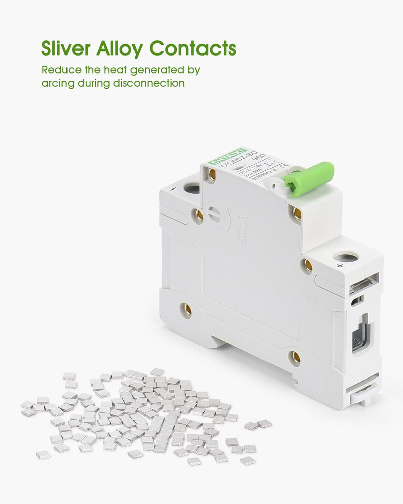 [Australia - AusPower] - 12V-110V DC Miniature Circuit Breaker, 60 Amp 1 Pole Battery Breaker Protector for Solar PV System and RV, Thermal Magnetic Trip, DIN-Rail/Surface Mount, Chtaixi DC Disconnect Switch B60 60 A 