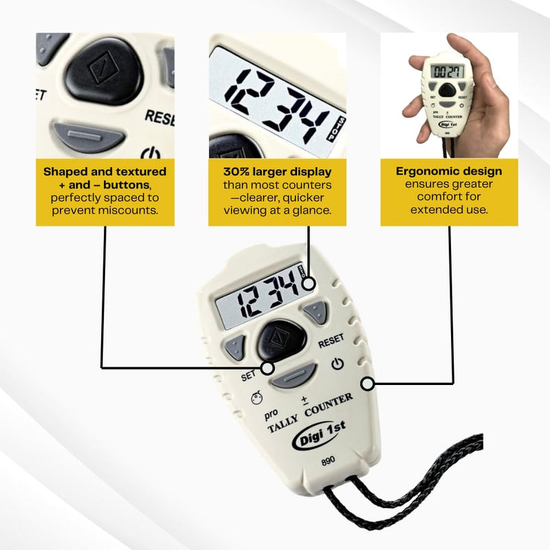 TC-890 Digital Tally Counter, Electronic Up Down Clicker Counter, Add/Subtract People Counter, Handheld Pitch Counter for Golf, Lap & Knitting (2-Pack) 2-Pack