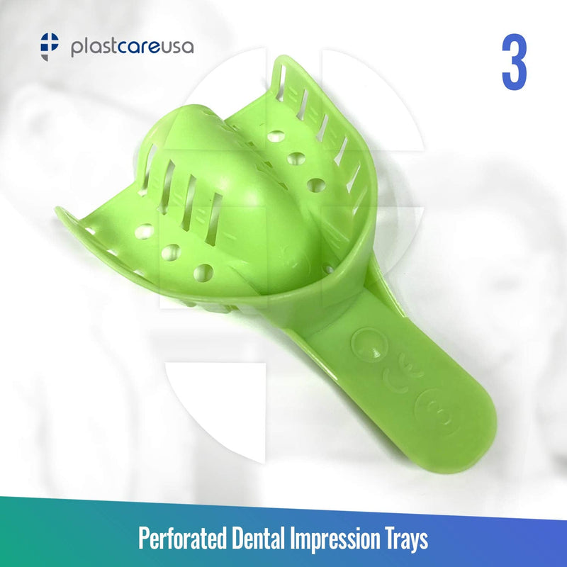 [Australia - AusPower] - Dental Impression Trays Medium Upper - Autoclavable Perforated Impression Tray Set - Size Number 3 (Bag of 12) by PlastCare USA #3 