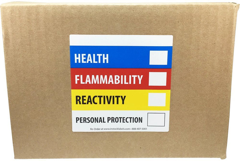 Hazardous Material Identification Label HMIL, 4 x 4 Inch Square Adhesive Stickers, 500 Total Hazard Labels on a Roll for Chemical Safety and Workplace Compliance – Made in the USA
