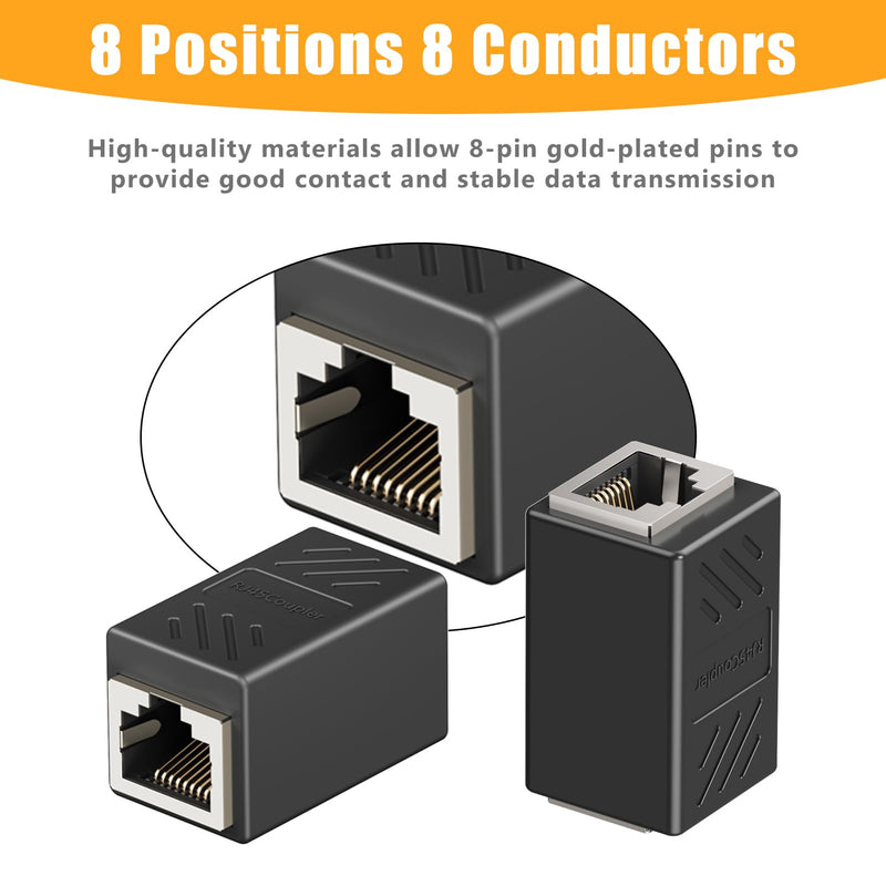 [Australia - AusPower] - Uvital Phone Jack to Ethernet Adapter, RJ11 to RJ45 Adapter, RJ45 Female to RJ11 Male for Landline Telephone, with RJ45 to RJ11 Cable (Black,2 Pack) 2 pcs RJ45 Coupler+2 pcs RJ45 to RJ11 Cable-Black 