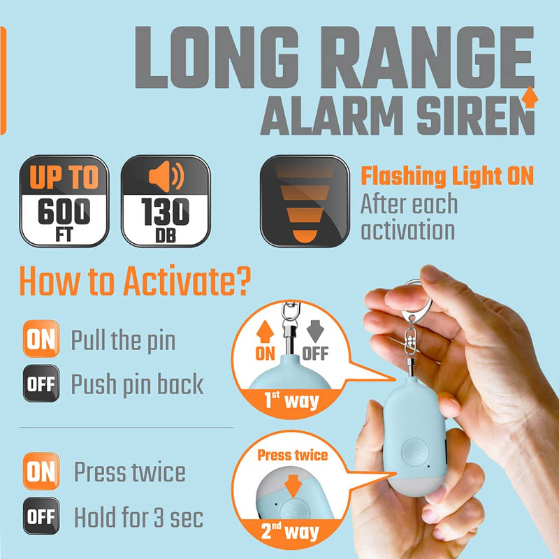 [Australia - AusPower] - Rechargeable Self Defense Keychain Alarm – 130dB Loud Emergency Personal Siren with Flashing Strobe Light – SOS Safety Alert Device Key Chain for Women, Kids, Elderly, and Joggers by WETEN (Pink&Blue) Pink&Blue 