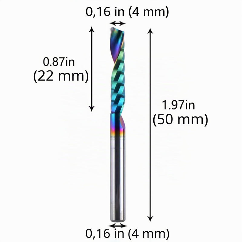 SpeTool Aluminum Milling Cutter 4 mm Shank CNC Wood Solid Carbide 22 mm Cutting Length End Mill with DLC Coating for Aluminum and Plastic Pack of 5 Dia4-Lenth22