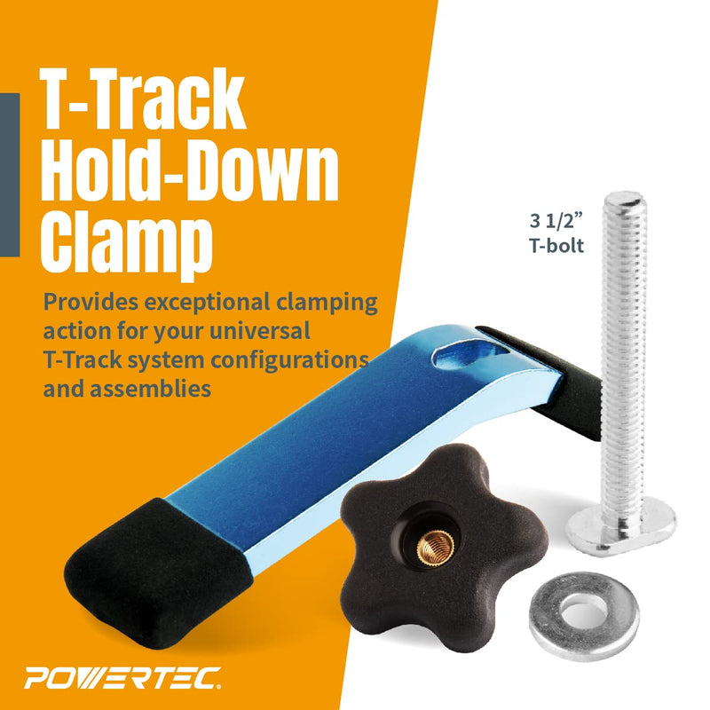 [Australia - AusPower] - POWERTEC 71168-P2 T-Track Hold Down Clamp, 5-1/2” L x 1-1/8” W, 4 Pack, T Track Clamps for Woodworking Hold-Down Clamps 