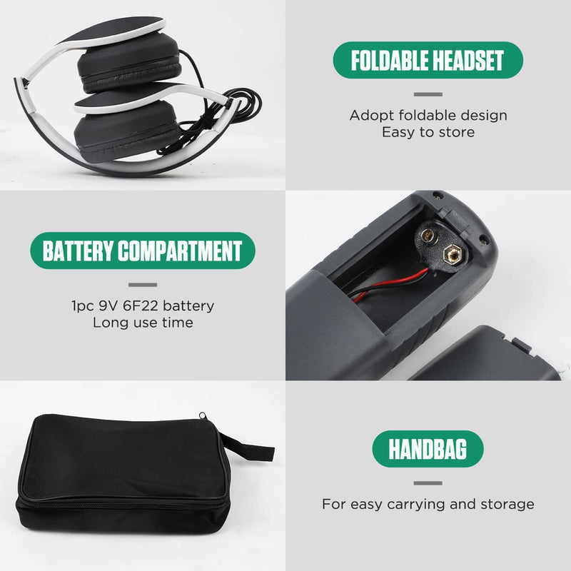 [Australia - AusPower] - Ultrasonic Leak Detector 40KHz±2KHz Air Leak Detector Sensitivity Adjustable Automotive Stethoscope, Leak Detection Tools with Sound&Light Alarm, Sensitive Sensor,420MM Probe,Foldable Headset,Handbag 