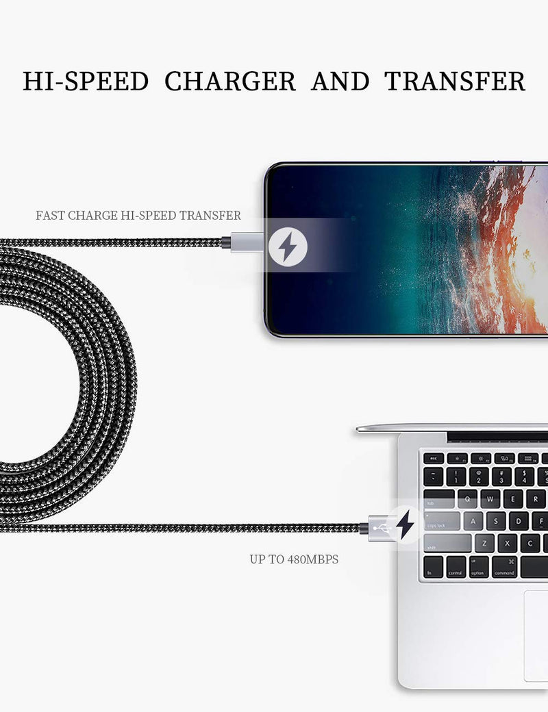 [Australia - AusPower] - USB Type C Cable Fast Charging, Tpc001 5 Pack(6Ft 3A) Braided C Charger Cables Compatible with Samsung S10e/note 9/s10/s9/s8 Plus/A80/A50/A20 