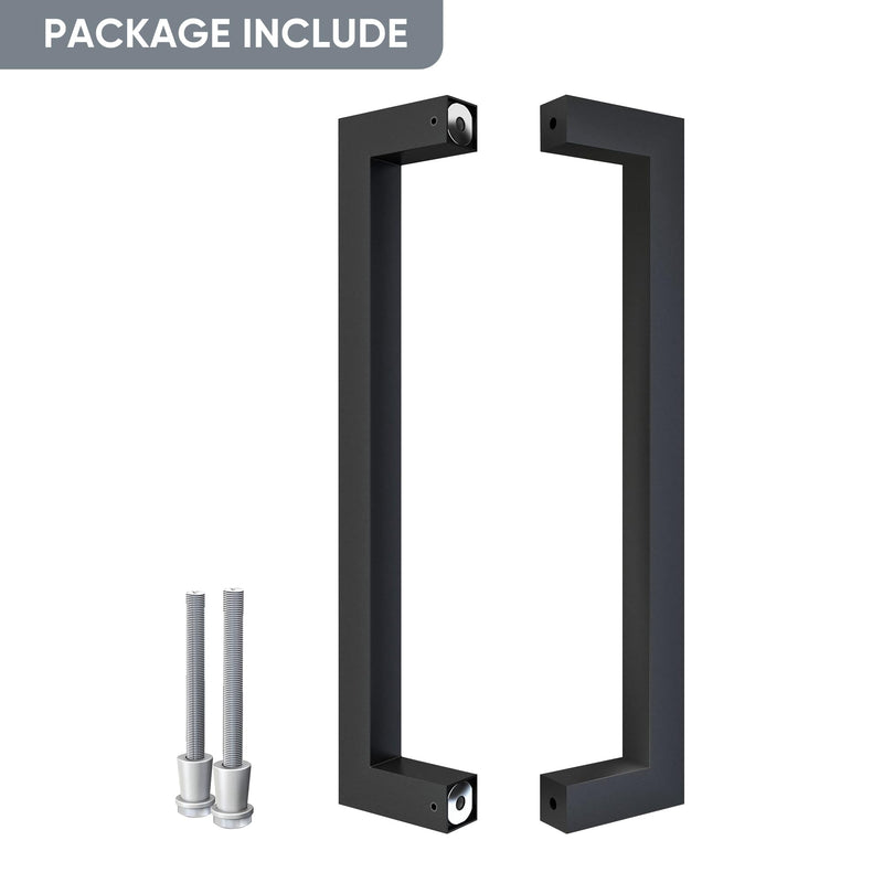 [Australia - AusPower] - JUBEST 12" Matte Black Push Pull Bar Handle, Sliding Barn Door Handles, Heavy Duty Double Sided Door Handle for Barn Doors, Garage, Easy to Install 