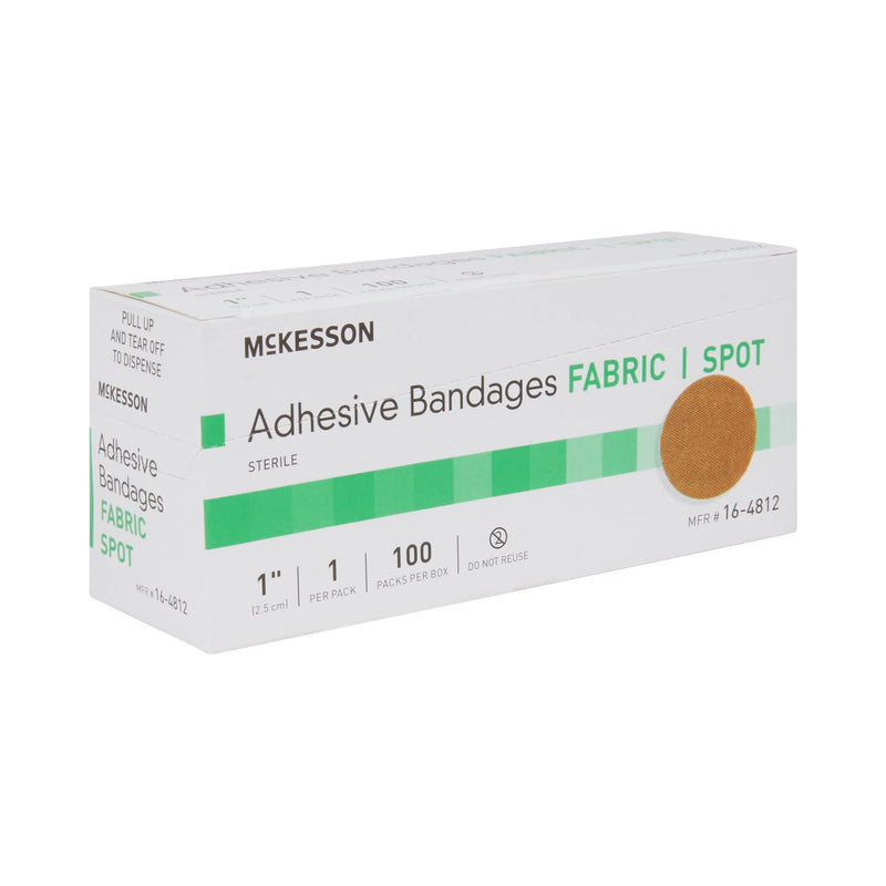 [Australia - AusPower] - McKesson Adhesive Bandages, Sterile, Fabric Spot, 1 in, 100 Count, 1 Pack 100 Count (Pack of 1) 