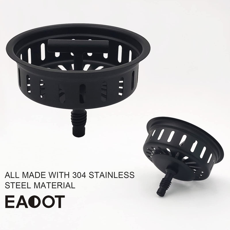 EADOT 3-1/2 Inch Matte Black All Stainless Steel Kitchen Sink Drain Strainer Assembly with Strainer Basket, Drain Stopper Replacement for 3.5 Inch Kitchen Sink