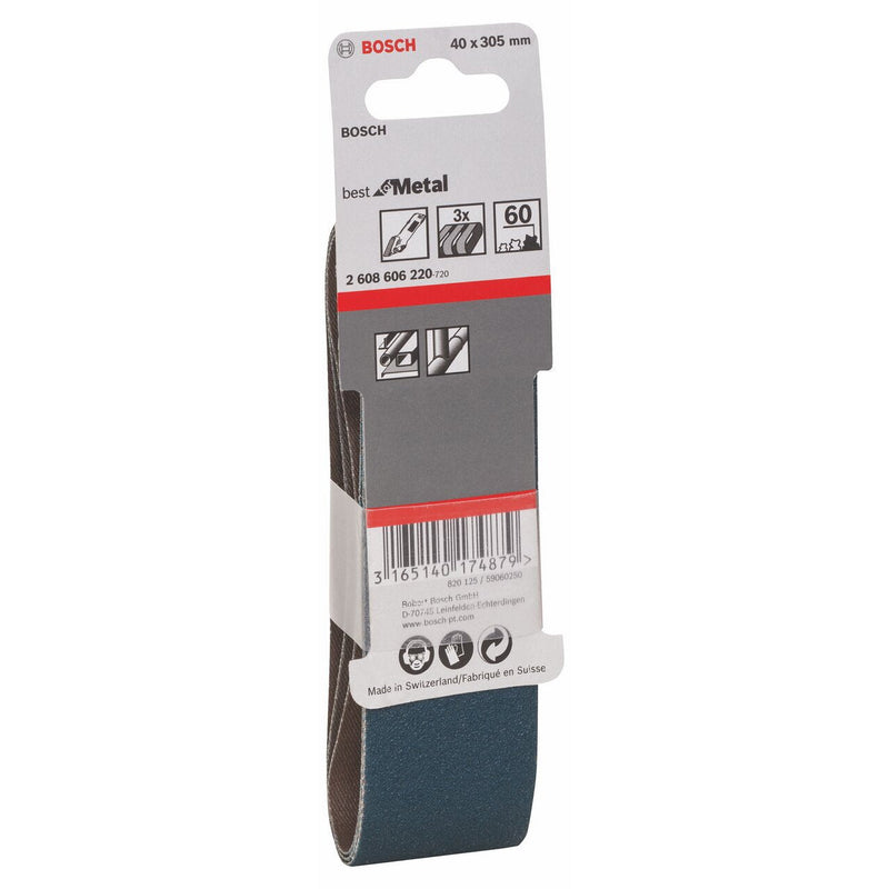 [Australia - AusPower] - Bosch 2608606220 Metal 40x305mm Belt G60, Blue, 40 mm x 305 mm Grain 60 40 x 305 mm 