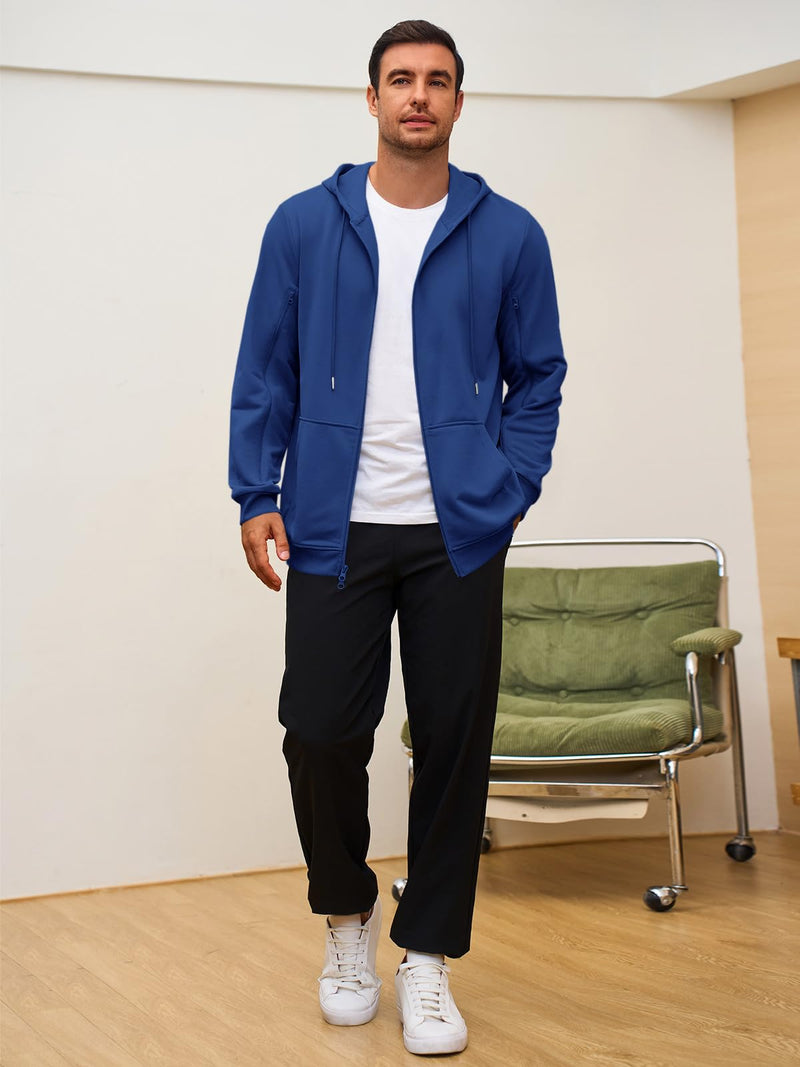 Runcati Mens Dialysis Sweatshirts Full Zip Lightweight Hemodialysis Jacket Warm Hoodie Sweatshirt with Arm Zipper Navy X-Large
