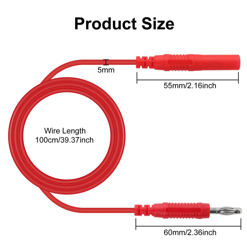[Australia - AusPower] - UMLIFE 8PCS Multimeter Test Lead Extension Male to Female Connector 4mm Banana Plug to Jack Heavy Duty 14AWG Silicone Wires Meter Leads Probes 3.3 Ft 