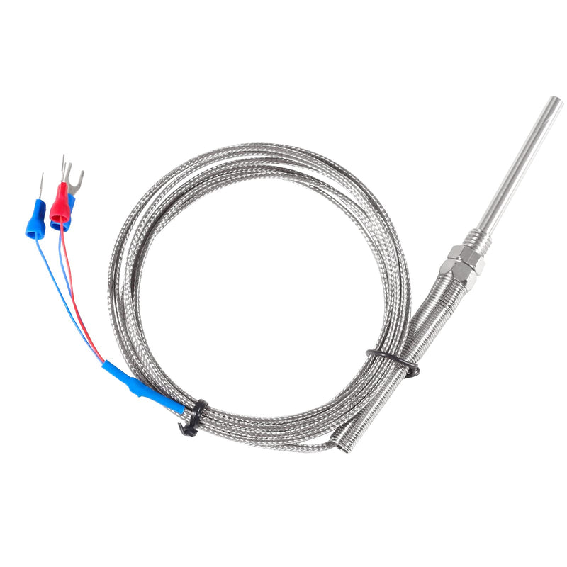 [Australia - AusPower] - Alinan 2pcs 2M/Approx 6.6Ft 50MM Probe M8 Pipe Thread Temperature Sensor Probe Three Wire Temperature Controller(0~400℃) PT100 RTD Stainless Steel Thermocouple 2M 50MM 