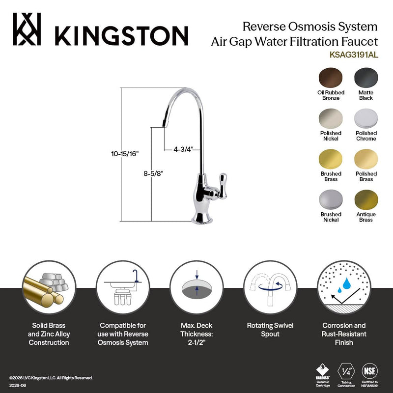 Kingston Brass KSAG3195AL Restoration Water Filtration Faucet, Oil Rubbed Bronze, 2 x 4.75 x 10.94