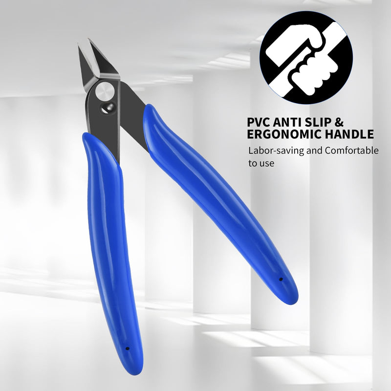 [Australia - AusPower] - 5 Inch Micro Flush Cutter, 2 Pack Small Wire Cutters Spring Loaded Cutting Pliers, Wire Cutters for Jewelry Making, Soft Copper Wire, Floral, Electronics, Model Craft, Heating Wire, 3D Print 