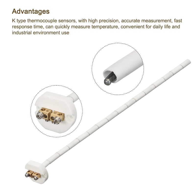 [Australia - AusPower] - MECCANIXITY 16" K Type Ceramic Kiln Furnace Probe Thermocouple Sensor for Muffle Furnace Oven, High Temperature -50 to 1100°C 2x400mm 16 inch 