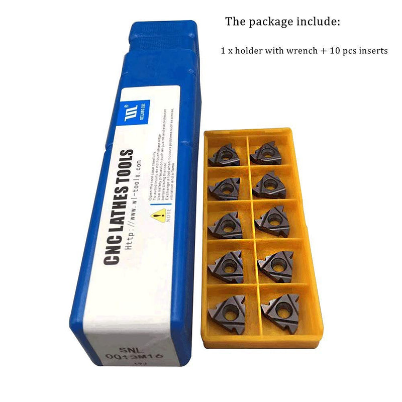 [Australia - AusPower] - 1/2" SNL 0013M16 Left hand Internal Threading Boring Bar with 10pcs 16ER AG60 3/8" carbide inserts External Carbide Threading Inserts SNL0013M16+10PCS 16ER AG60 