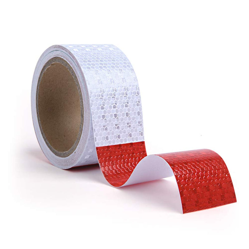 ONTWIE 30ft X 2" Reflective Safety Tape Yellow + 30ft X 2" Reflective Safety Tape White Red