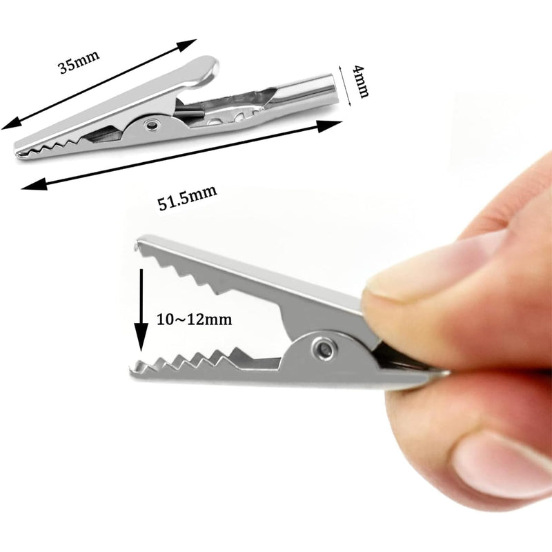 Pack of 100 Alligator Clips, Electric Test Crocodile Clips, Small, Metal, Silver, 10A Alligator Clips for Laboratory and Electrical Test Work 100 Items
