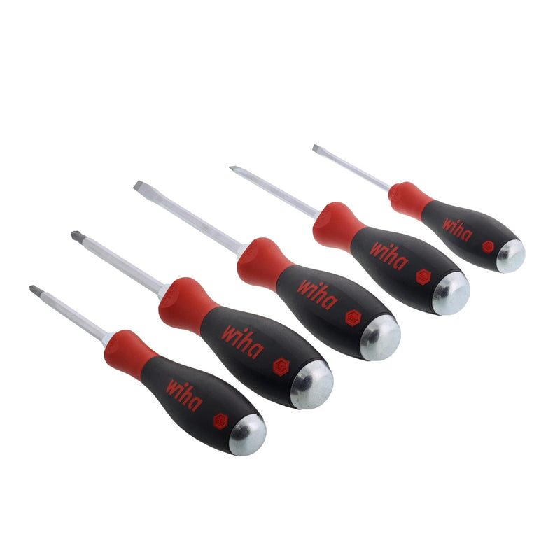 Wiha 53075 5-Piece Slotted and Phillips Extra Heavy Duty Screwdrivers Slotted & Phillips Set, 5 Piece