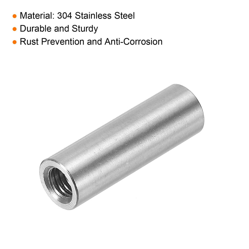 [Australia - AusPower] - uxcell 10Pcs M5 Round Connector Nuts, 304 Stainless Steel Coupling Nut 20mm/0.8" Length Sleeve Rod Bar Stud Nut for Bracket, M5x20x8mm 10 