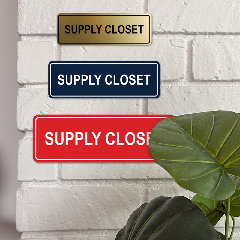 Signs ByLITA Standard Supply Closet Wall or Door Sign | Office Storage Signage (Black) - Large 2 Pack 3 x 9" - Large (2 Pack) Black