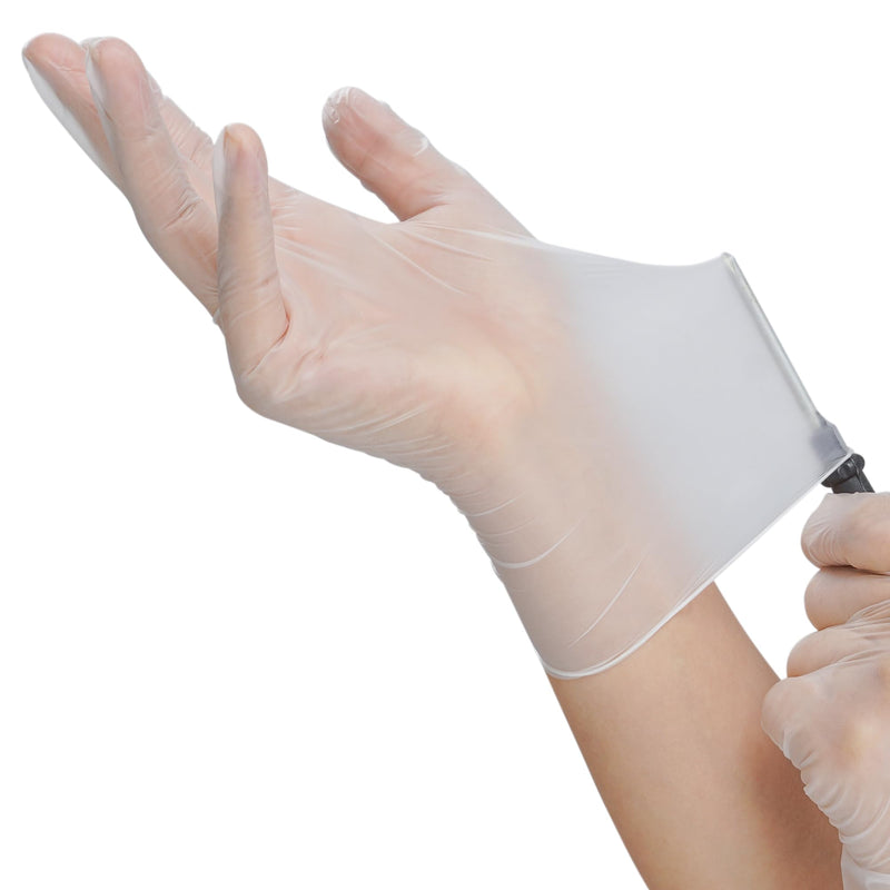 [Australia - AusPower] - Vinyl Exam Gloves - Disposable & Powder Free Gloves for Hand Protection, Food Safe, Medical Use - 4 Mil (Clear) Large 100 Pcs 