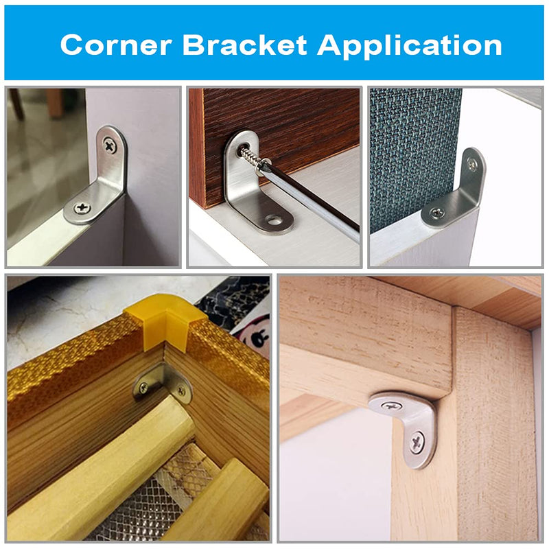 [Australia - AusPower] - 20 PCS Corner Braces 25mm x 25mm Stainless Steel 90 Degree Joints Right Angle Bracket L Shaped Corner Brackets Fastener for Wood Furniture, Screws Included 25*25mm/ 1in 20 